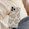 LSOUGUK Compatible with iPhone 12 Case for Women Girl,Cute Floral Flower Pattern with Full Camera Lens Protection Case Fashion Slim Soft Silicone TPU Protective Cover for iPhone 12 6.1＂-Blue