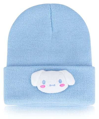 Roffatide Anime Cinnamoroll Cute Beanie Hat Kawaii Lolita JK Caps Winter Strickmütze für Jungen Mädchen Gestickte Beanie Mütze
