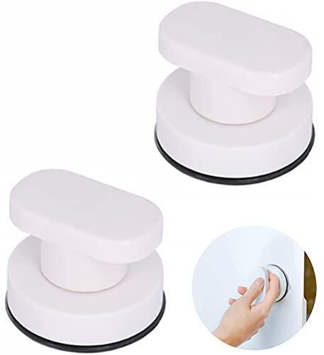 KOMUNJ Lot de 2 poignées de porte à ventouse, sans perçage, ventouse puissante, bouton de traction amovible pour verre, salle de bain, mur, portable, porte de balcon, extérieur