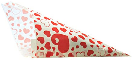 Spitztüten aus Papier Motiv: Rote Herzen PGV Länge ca. 23 cm für ca. 250 g Inhalt (100 Stück)