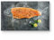 DEQORI Frühstücksbrett Glas | klein 23x14 cm | Motiv Fischfilet mit Gewürzen | Design Schneidebrett für Küche | Frühstücksbrettchen antibakteriell & rutschfest | Glasplatte & Servierplatte
