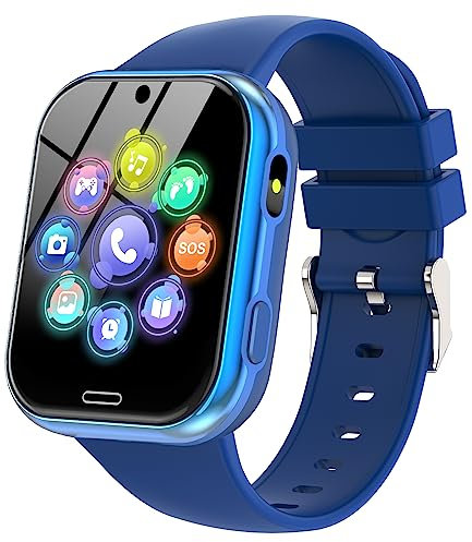 Lylica Reloj Inteligente Niños - Smartwatch Niño para y Niña con Podómetro, 19 Juegos, Llamadas, SOS, Música, Linterna, Juguetes para niños de 3-12 años Navidad Cumpleaños Regalo (Azul)