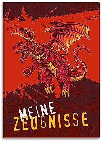 itenga Zeugnismappemit Motiv DIN A4 Dokumentenmappe Zeugnisse - für Kinder Jugendliche Schüler Mädchen (Drache)