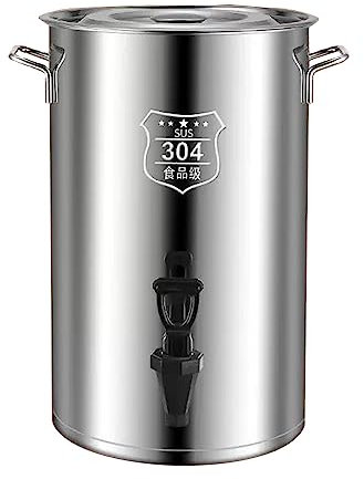 ASSYA Edelstahl-Eimer-Saft-Eimer des Speicher-Behälter-SUS 304 mit hängendem Deckel-Griff-Drücken-Art Hahn-zylinderförmiger Suppen-Topf-Kapazität 20-75L,58L