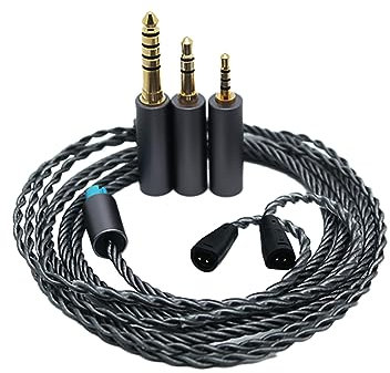 Janjunsi Kopfhörer Upgrade Audio Kabel Ersatzkabel Kompatibel mit Sennheiser IE8/IE8i/IE80-3 in 1 Stecker mit 2.5mm/3.5mm/4.4mm Stecker