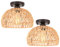 LIGKIN 2PCS Plafoniera Rattan Lampadario Soffitto Vintage Industriale Lampadario E27 Plafoniera Retro Paralume Metallo e Corda di Canapa Illuminazione per Soggiorno Sala da pranzo Camera da letto