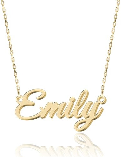UMAGICBOX Damen Halskette mit personalisiertem Gold Namensanhänger aus Edelstahl Emily - Perfekt für den täglichen Gebrauch und besondere Momente