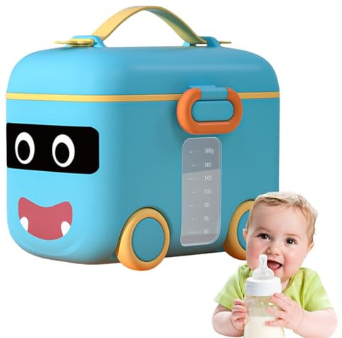 Onlynery Cute Baby Milk Powder Dispenser | 800ML Powder Pots | Portable Car Shape Container With Carry Handle | Car Shape Formula Container With Spoon For Outdoor Travel Feeding Coffee, Cereal