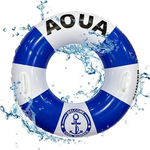 Schwimmring Erwachsene,Schwimmreifen Erwachsene Aufblasbarer Ring mit Griffen Aufblasbare Poolschwimmer,Aufblasbarer Poolring Schwimmring für Erwachsene Schwimmbad Wassersport (Blau)