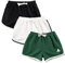 Rolanko Mädchen Gym Kurze Hose, Baumwolle Sommer Heiß Kurze Running Hosen, Kinder aktive Sport Bekleidung zum Tanzen und Yoga, 3 Packungen (Dunkel Grün Beige Schwarz, Größe:160, 11-12 Jahre)