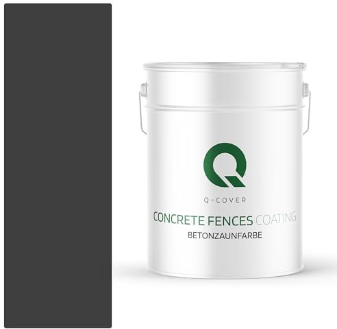Q-COVER Betonzaunfarbe | 10L | Schwarz | Silikon Farbe | Außen | Betonfarbe | Hydrophobe Farbe | Acrylat Dispersion | Betonzäune | Betonelemente