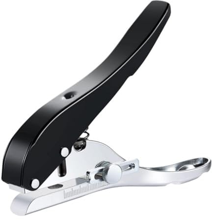 3/8 Inch 10mm Puncher, Single Hole Punch with Grip Handle, Heavy Duty Hand Hold Long Reach Puncher, Portable Circle Metal Single Round Paper Punch for Craft Paper Tag Ticket Notebook Cutting Card