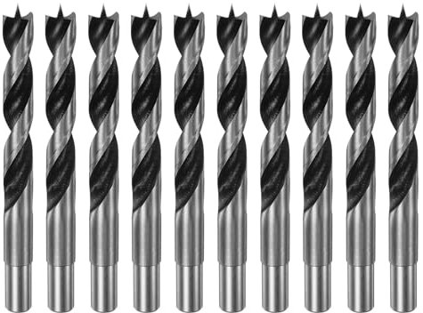 QUARKZMAN 10 Stück Holzbohrer 14mm (35/64) Durchmesser Gerader Rund Schaft Bohrer Metrisch 3.9 Bohrtiefe Spiral Twist Bohrer für Schreiner Holzbearbeitung Kunststoff Gummi