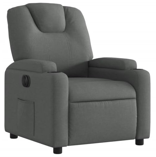 vidaXL Relaxsessel, Sessel mit Liegefunktion Elektrisch, Fernsehsessel Liegesessel für Wohnzimmer, Ruhesessel Polstersessel, Dunkelgrau Stoff