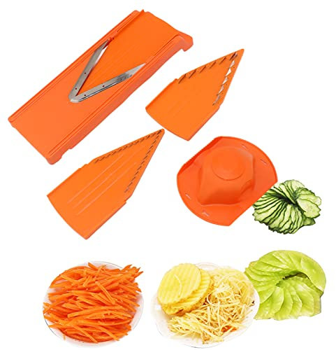 Mandoline Slicer, Manual Vegetable Cutter Vegetable Slicer Mandolin Cutter V Blade Mandoline Food Cutter with Hand Guard for Vegetables Onion Garlic Potato