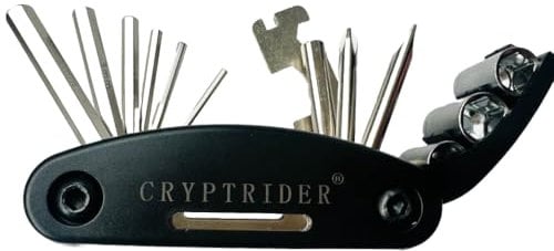 CRYPTRIDER 16 in 1 Bicycle Tool. Compact, Durable, and Versatile for On-The-Go Bike Repairs. Multifunction Repair Tool.