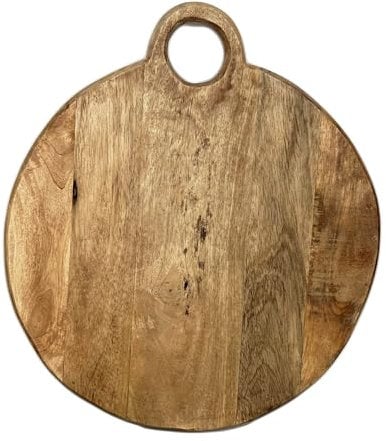 Ring Handle Chopping Boards Mango Wood Round Hand Carved Kitchen Serveware Large (Small 30cm)