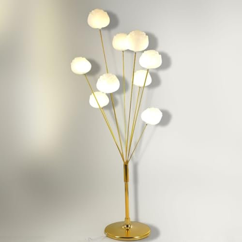 Lampadaire Globe de mariage Lampes sur pied dorées à têtes multiples Lampe sur pied moderne du milieu du siècle pour salon Chambre Bureau Accessoires de photographie Vitrine(9 heads,1.2M White)