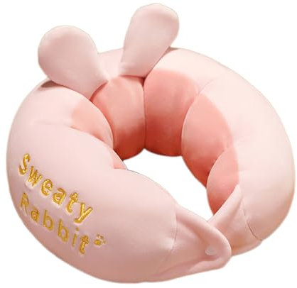 Maibar Nackenkissen Kinder Reisekissen Flugzeug Fuchs U-Förmiges Karikatur Tier Nackenhörnchen für Auto Zug (Rosa)