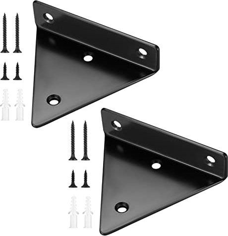 2 Pcs Black Floating Shelf Brackets, 4 Inch Invisible Triangle Iron Wall Mounted Shelf Supports, Metal Hidden Heavy Duty Wall Shelves Brackets for Living Bedroom Study Office Storage