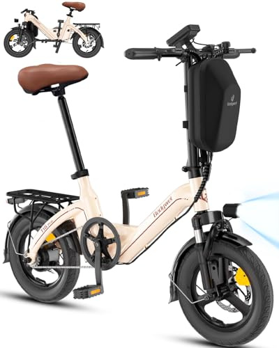 Bodywel T16Pro Bici Elettrica Pieghevole 14 Leggera Adulti/Ragazzi, Batteria 36V 10Ah + Motore 250W, 3 Velocità, Display LED 4.5, Preassemblata 90% per Città