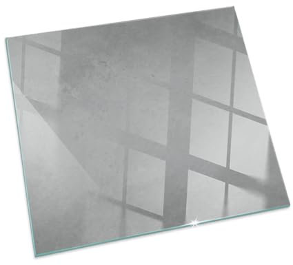 Plaque de Sol de Cheminée en Verre 60x60 cm Bords Polis Installation Facile Verre Revêtement de Sol Protection Thermique sous la Cheminée Plaque de Sécurité Carré - Texture béton avec Effet