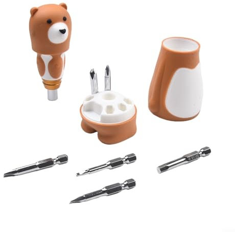 6 in 1 Screwdriver Set with Cartoon Bear Design and Comfortable Grip for All Your Repair Tasks