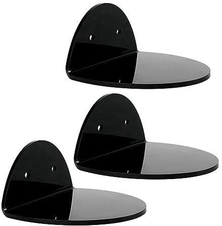 Qusedwey 3 Piece Acrylic Floating Wall Shelves Easy To Use For Security Cameras, Baby Monitors, Speakers,Universal Small Wall Shelf Black