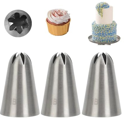 Piping Nozzle 3pcs 1B Piping Tip, Large Stainless Steel Drop Flower Tip,for Cake DIY Cookie, Cupcake Decorating Tools Cake Tool