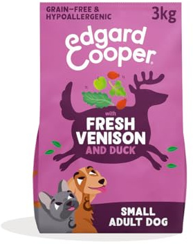 Edgard & Cooper Crochette Cani Adulti Senza Cereali Per Cani Di Taglia Piccola (3kg), Cervo e Anatra Freschi, Ricetta Ipoallergenica Con Mela, Cavolo Riccio e Rosa Canina, Senza Farine Di Carne