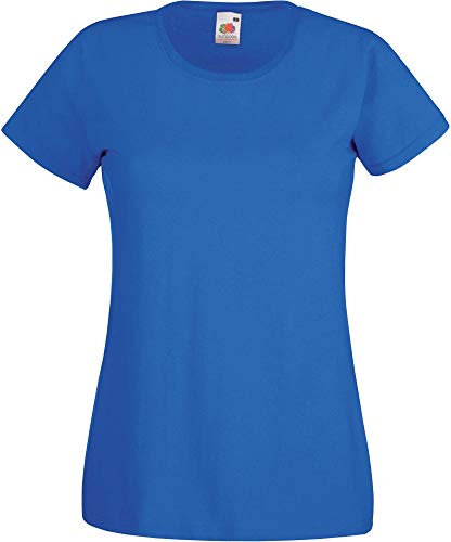Fruit of the Loom Ladies Fit Valueweight Colours Short Sleeve Cotton T-Shirt, Blue - Royal blue, Large