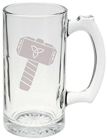 Thor's Hammer Norse Mythology Glass Stein Mug 25 oz