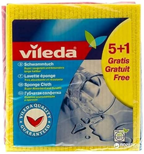 Vileda Paño de esponja 5+1 piezas súper absorbente de agua 18 x 20 cm