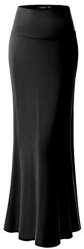 URBAN K Womens Basic Foldable High Waist Regular and Plus Size Maxi Skirts