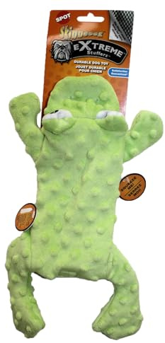 SPOT Skinneeez Extreme Stuffers Frog - Stuffing Free Dog Toy With Squeaker & Rip Stop Mesh Lining for Durability - Insert Plastic Bottle for Extra Crunch, For Small to Medium Puppies & Dogs - 14in