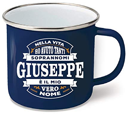CLEARCO SRL Tazza in Metallo SMALTATO con Dedica - Giuseppe - Nome Top Bloke - BM061