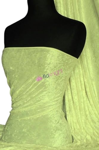 Crushed Velvet Stretch Material | Soft Furnishing, Craft Velour & Dressmaking Fabric | Same Day Dispatch | Sold By The Metre | By Tia Knight Q156 (Lemon)