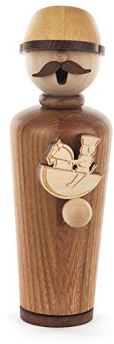 Drechslerei Kuhnert Rauchfigur / Rauchmann - Räucherfigur als Holzkünstler - Meisterstück aus edlem Rüsterholz - Höhe: 17cm - Made in Germany