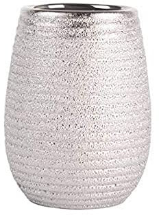 MSV Zahnputzbecher Zahnbürstenhalter Oman 8,5x10,5 cm Silber