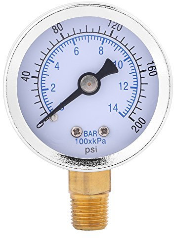 1/8 NPT 42mm Dial Meter Thread Pressure Gauge for Fuel Air Oil Liquid Water 0-200psi 0-14bar Hydraulic Water Pressure Gauge