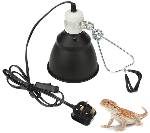 Reptile Heat Lamp Holder E27, 300W Ceramic UVA/UVB Bulb Socket with UK Plug | Heat Resistant Ceramic, 360° Adjustable, On/Off Switch, for Tortoise, Lizard, Snake, Chicken Brooder