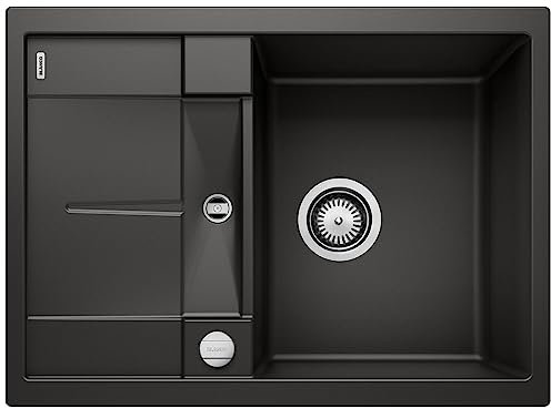 BLANCO METRA 45 S Compact | Granitspüle aus SILGRANIT schwarz | Einbauart: Einbau von Oben | reversibel | für 45 cm breite Unterschränke | Großes Becken | Reinigungsfreundliche Öberfläche