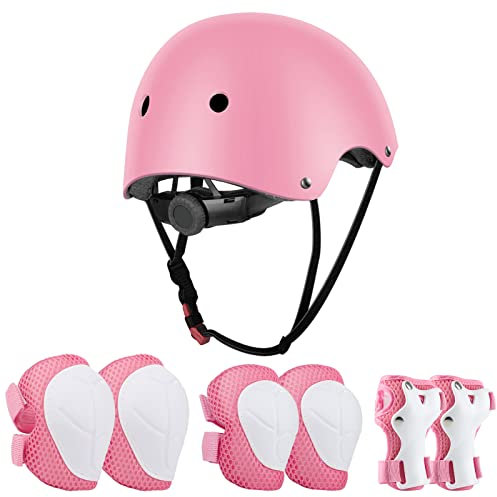 Jim's Store Schonerset Kinder Helm 7 in 1, Skatehelm Protektoren Kinder Knieschoner inliner Schutzausrüstung Set Für Skateboard Roller Fahren Scooter