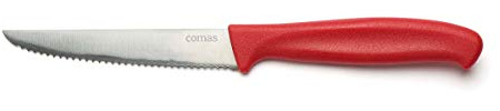 Comas Cuchillo Chuletero para Carne en Cocina Puntilla con Hoja de Sierra de 23 cm. Mango Ergonómico Rojo para Fácil Sujeción.