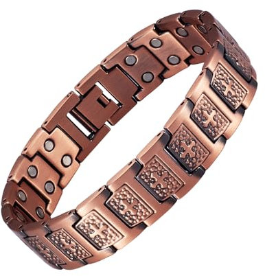 YINOX Herren Kreatives Kreuz Retro Armband - Gesundheitswesen Rotes Kupfer Kupferarmband, 8.2 Inch