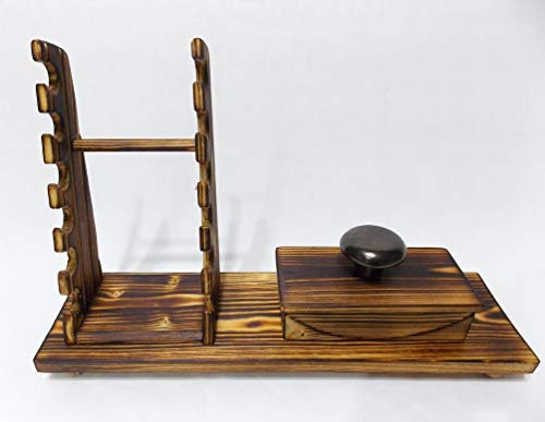 Calligraphy Wooden Pen Rack & blotter Holder Desk top Ink Fountain dip Display Stand Holds 6 pens
