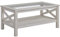 HOMCOM Farmhouse Style Coffee Table with Wood Frame, Tempered Glass Tabletop and Underneath Storage Shelf for Living Room, White Oak