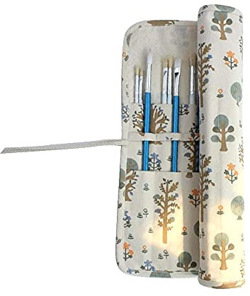 20 Holes Artist Paint Brushes Holder Roll Up Canvas Painting Brushes Large Capacity Brush Carrier Pouch for Colored Pencils Art Supplies