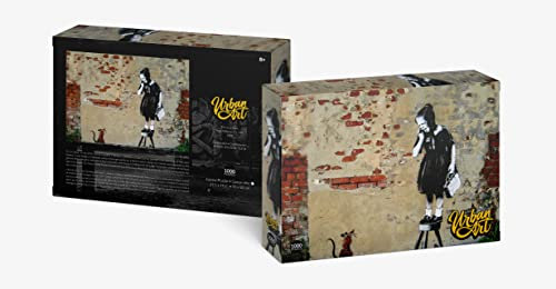 Puzzle - Urban Art Graffiti: Banksy-Mädchen auf einem Hocker - 1000 Teile Puzzle von 4D Brands International - für Kinder und Erwachsene - ab 14 Jahren