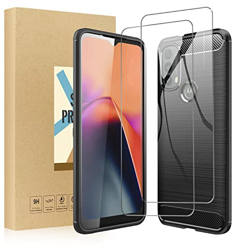 SCL FUNDA PARA MOTO E30 / E40 FUNDA + PROTECTOR DE PANTALLA PARA MOTOROLA E30 / E40 FUNDA Y PROTECTOR DE PANTALLA MOTO E30 / E40 CRISTAL TEMPLADO [2 PACK] + Funda, TPU PROTECTOR ANTIRARAZOS